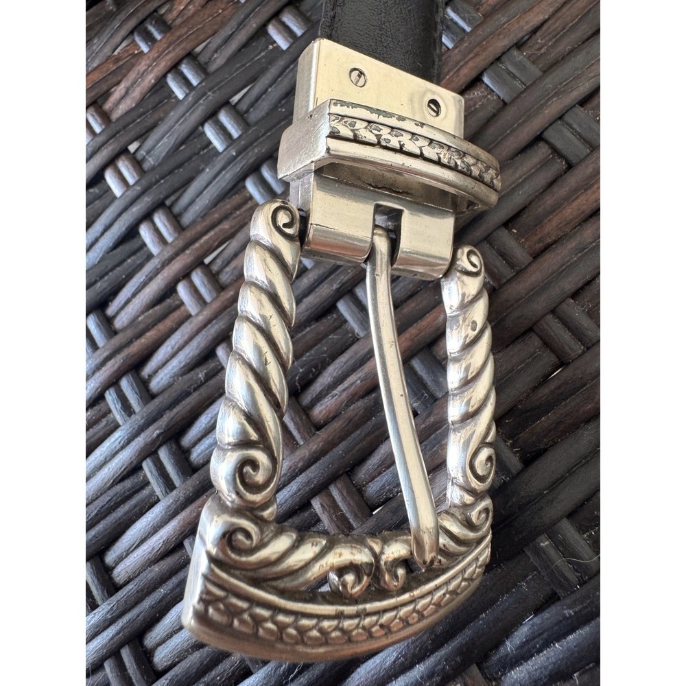 90s Western Americana Swivel Reversible Belt Leather Silver-Tone Unisex Size 30" - Picture 8 of 11